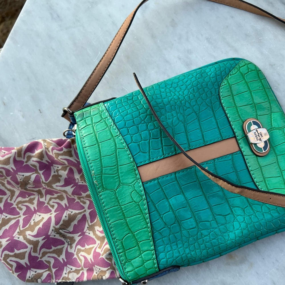 RARE Guess Vintage Los Angeles Crossbody Handbag Bag 1981 Croc - Picture 10 of 13